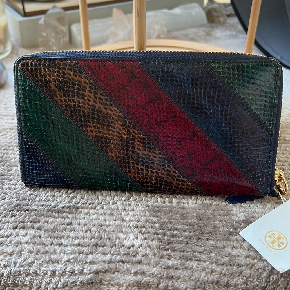 TORY BURCH multi colored Snakeskin Wallet